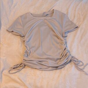 No Boundaries Light Gray Ribbed Side-Tie Tee